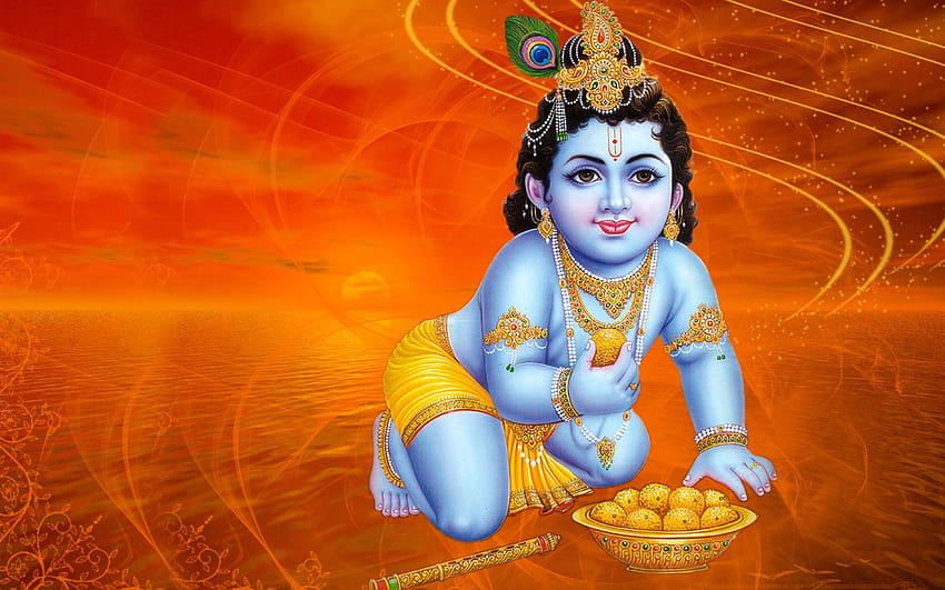 Deus Krishna criança ampla, criança krishna papel de parede HD