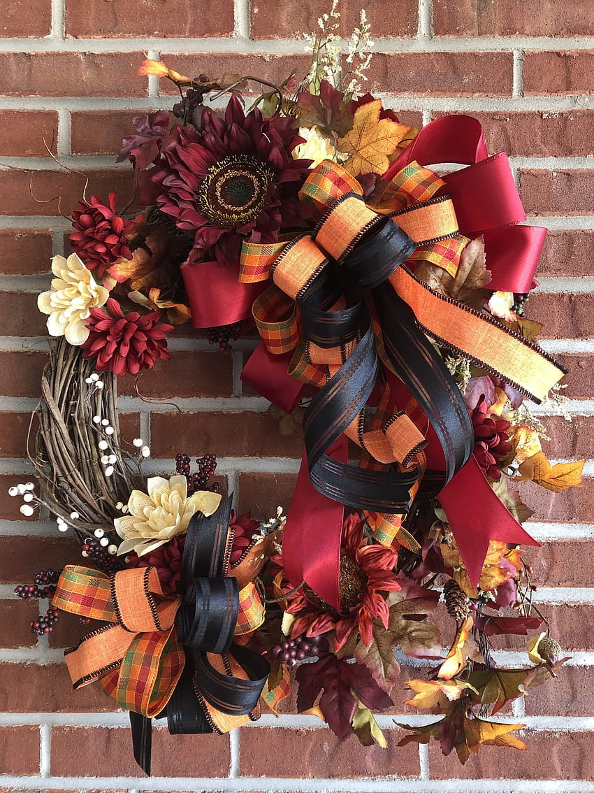 Coroa de flores de outono Coroa de videira de outono casa de fazenda outono, coroas de outono Papel de parede de celular HD