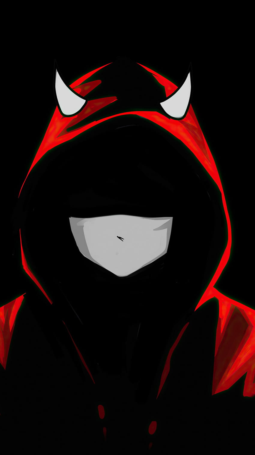 750x1334 devil boy in mask, red hoodie, dark, iphone 7, iphone 8 ...