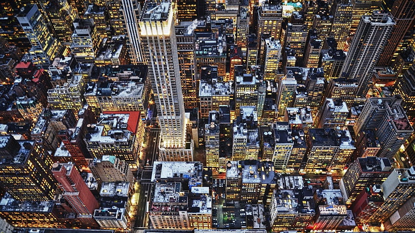 建築都市景観都市ニューヨーク市マンハッタン米国ビル超高層ビル鳥瞰図街路灯/およびモバイル背景、 高画質の壁紙