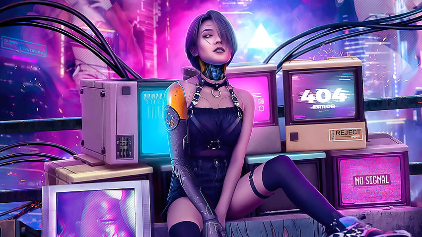 Cool Cyberpunk Cyborg Girl เกมและพื้นหลัง cyberpunk 2077 สาวไซบอร์ก วอลล์เปเปอร์ HD