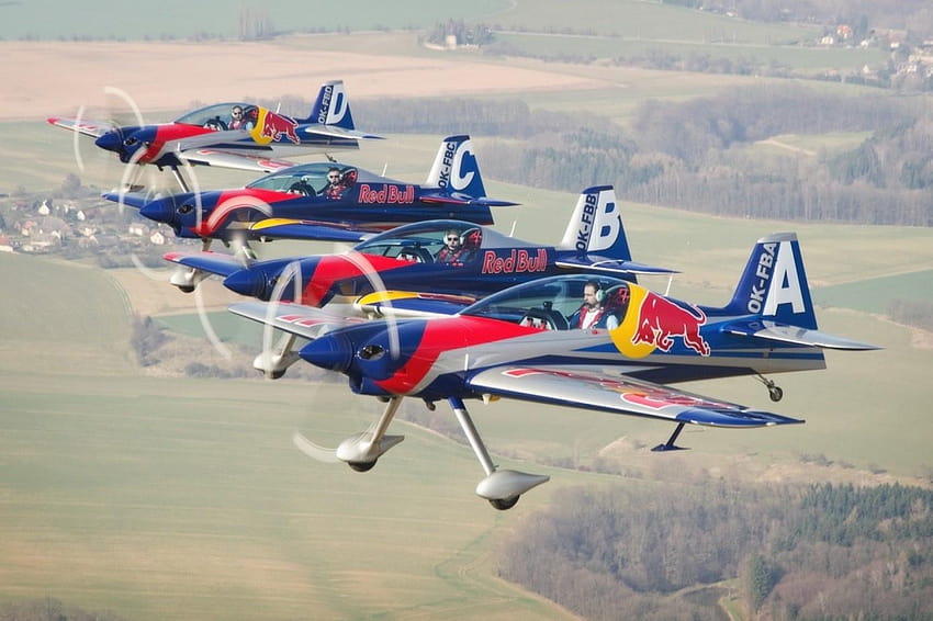 Airshow, the flying bulls aerobatics team HD wallpaper