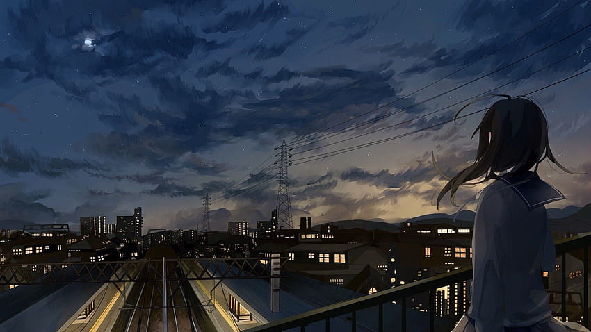 Anime Night City wysłane przez Christophera Mercado, miasto anime o północy Tapeta HD