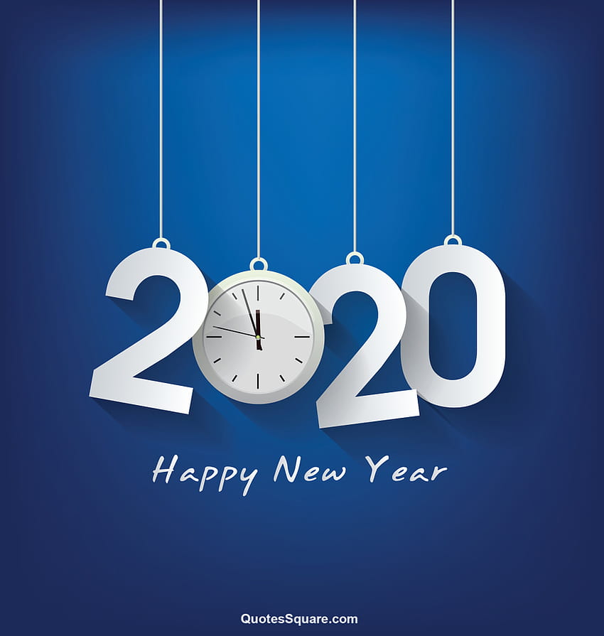 Честита Нова година 2020 Син часовник HD тапет за телефон