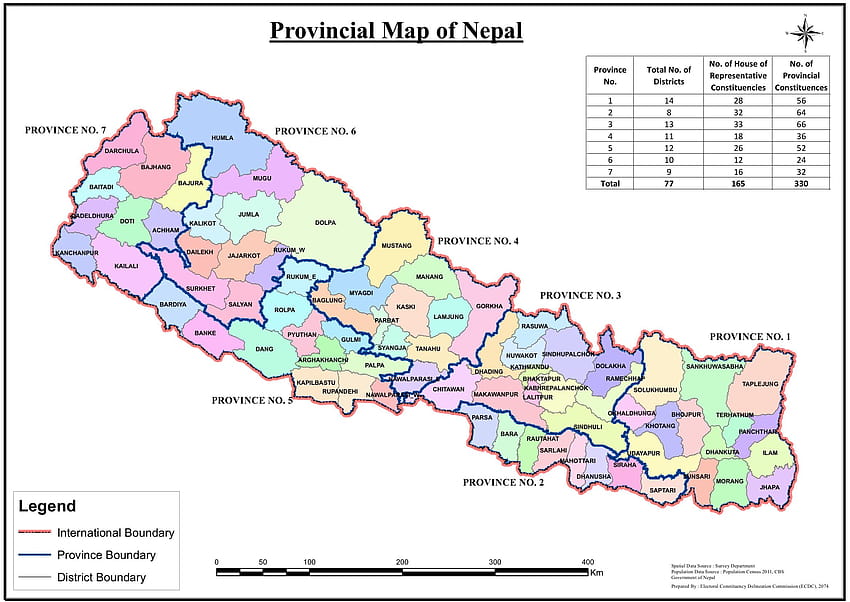 Карта на Непал със 77 области, актуализирана карта на Непал със 77 области, карта на Непал HD тапет