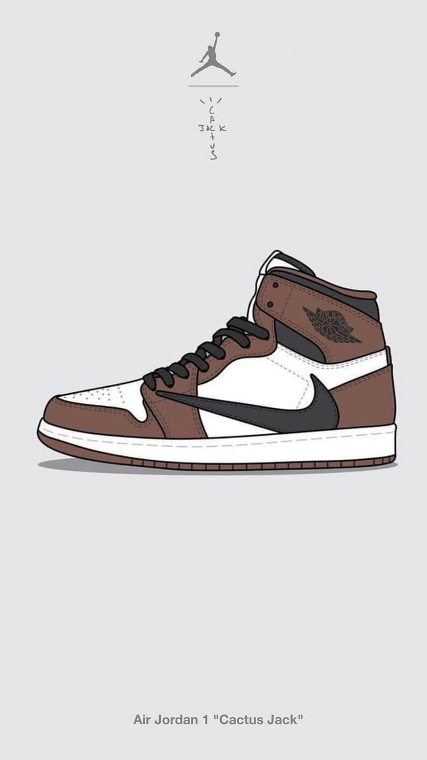 Nike Air Jordan 1 Travis Scott [Original-Sneaker-Illustration von @KickPosters], aj1 HD-Handy-Hintergrundbild