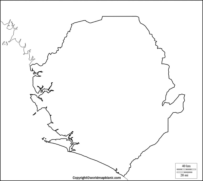 Contorno della mappa della Sierra Leone, mappa della Sfondo HD