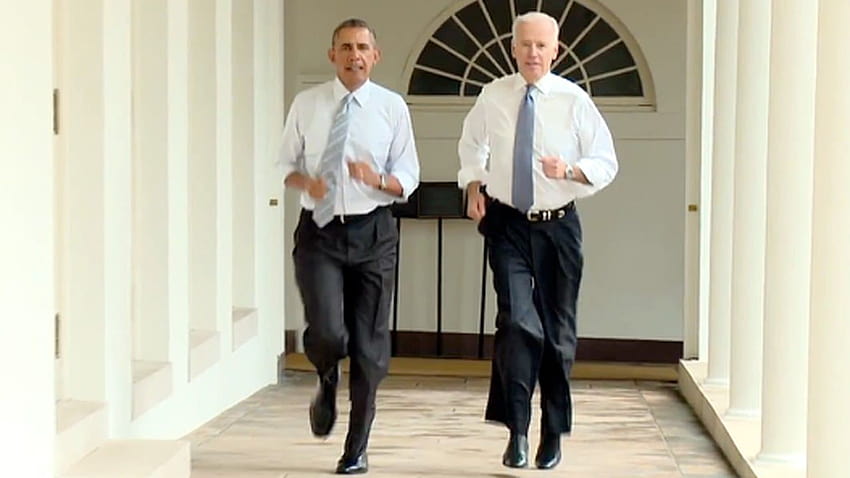 Barack Obama and Joe Biden jog through White House – video, joe biden us president HD wallpaper