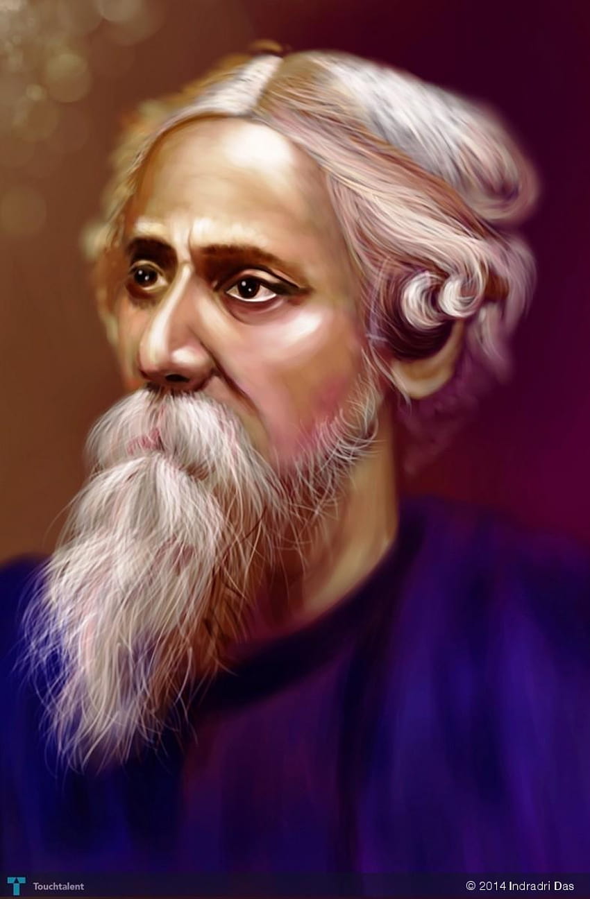 Rabindranath Tagore en arte digital por Indradri Das, teléfono de rabindranath tagore fondo de pantalla del teléfono