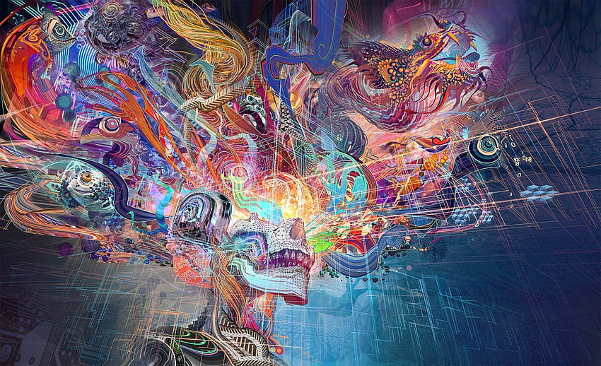 : painting, abstract, space, artwork, graphic design, world, ART, graphics, computer , modern art, fractal art, psychedelic art, Brains, 2048x1247 px, visual arts 2048x1247, modern world HD wallpaper