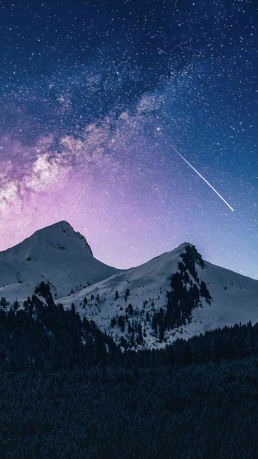 Snow Mountain Noc Space Meteor IPhone, góry iPhone Tapeta na telefon HD