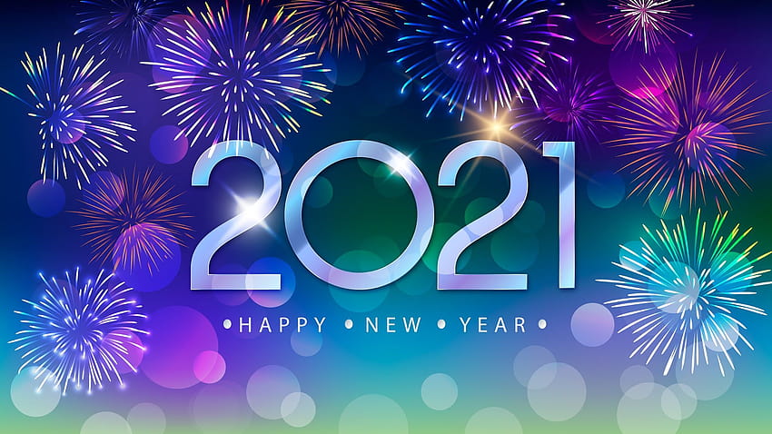 Belos fogos de artifício de ano novo 2021, laptop 2021 papel de parede HD
