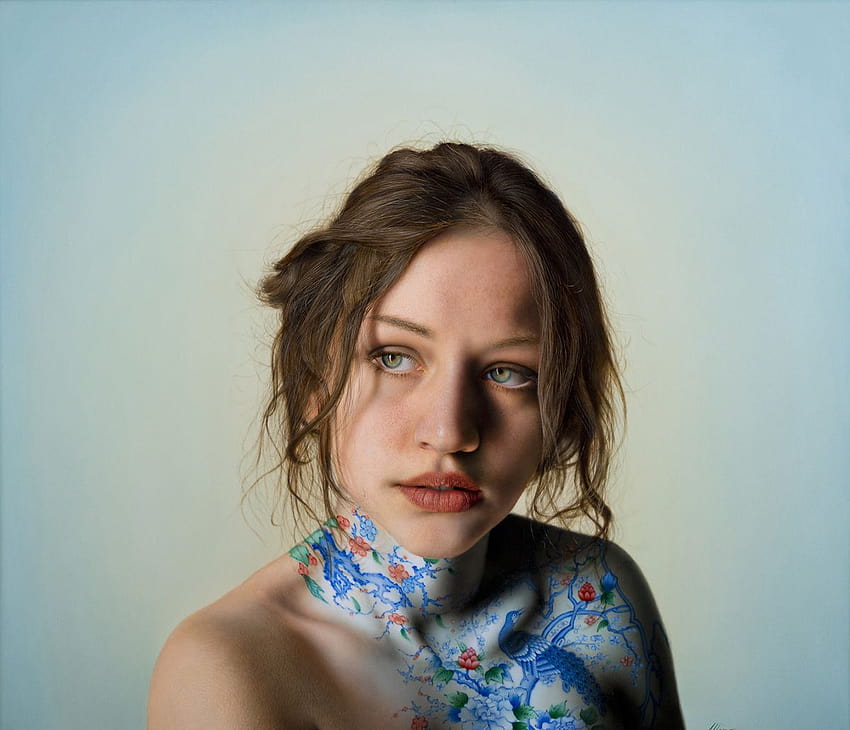 Зашеметяваща хипер, хипер реалистична портретна живопис HD тапет