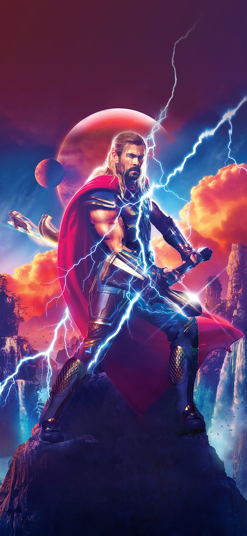 Tomó algunos de los nuevos carteles de personajes de Thor Love and Thunder y los convirtió en Mobile: r/iphonex, thor love and thunder mobile fondo de pantalla del teléfono