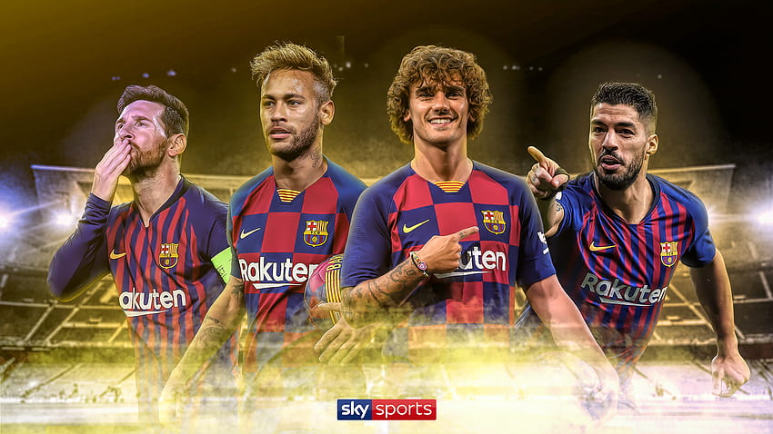 How would Barcelona line up with Neymar, Lionel Messi, Luis Suarez and Antoine Griezmann?, messi and suarez HD wallpaper