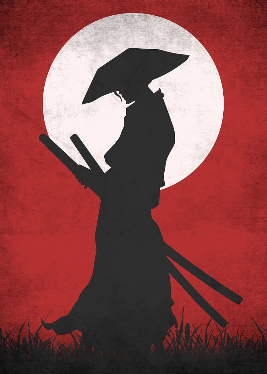 Red Samurai' Poster von Eternal Art, Samurai-Kunst HD-Handy-Hintergrundbild