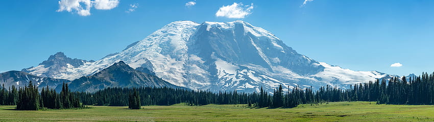 7680x2160] Mount Rainier da Grand Park : multiparete Sfondo HD