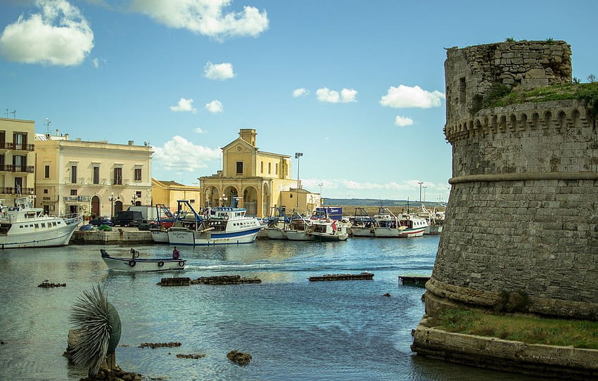 Yachts, Promenade, Italy, Italy, Italia, Apulia, Lecce, Gallipoli, Gallipoli , section город HD wallpaper