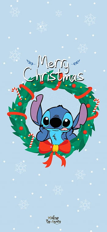 Download Happy Christmas Stitch In Dark Blue Wallpaper  Wallpaperscom