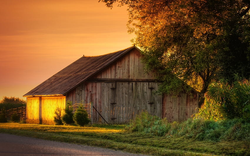 Barn sunset HD wallpaper | Pxfuel