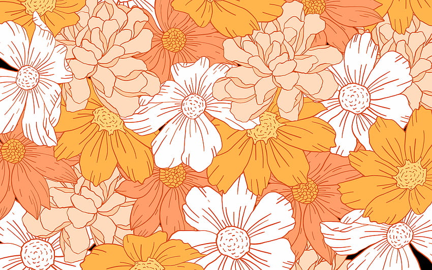 flores de couleur naranja fondo de escritorio, printemps esthétique pc Fond d'écran HD