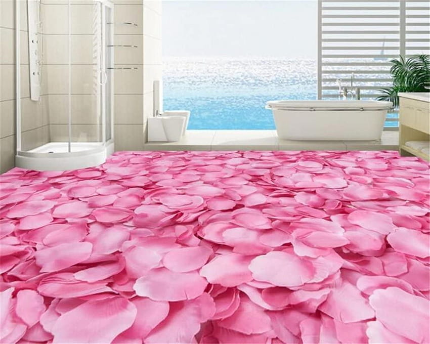 Mbwlkj 대형 사용자 정의 3D 바닥 패션 꽃잎 바닥 3D 바닥 욕실 홈 인테리어, kcee HD 월페이퍼