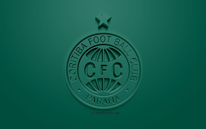 Coritiba FC, 크리에이티브 3D 로고, 녹색 배경, 3d 엠블럼, 브라질 축구 클럽, Serie B, Coritiba, Brazil, 3d 아트, 축구, 세련된 3d 로고(해상도 2560x1600). 고품질 HD 월페이퍼