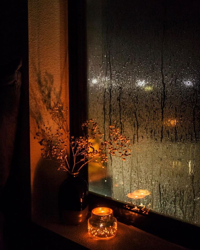 Прекрасен и спокоен есенен дъжд от кафе HD тапет за телефон