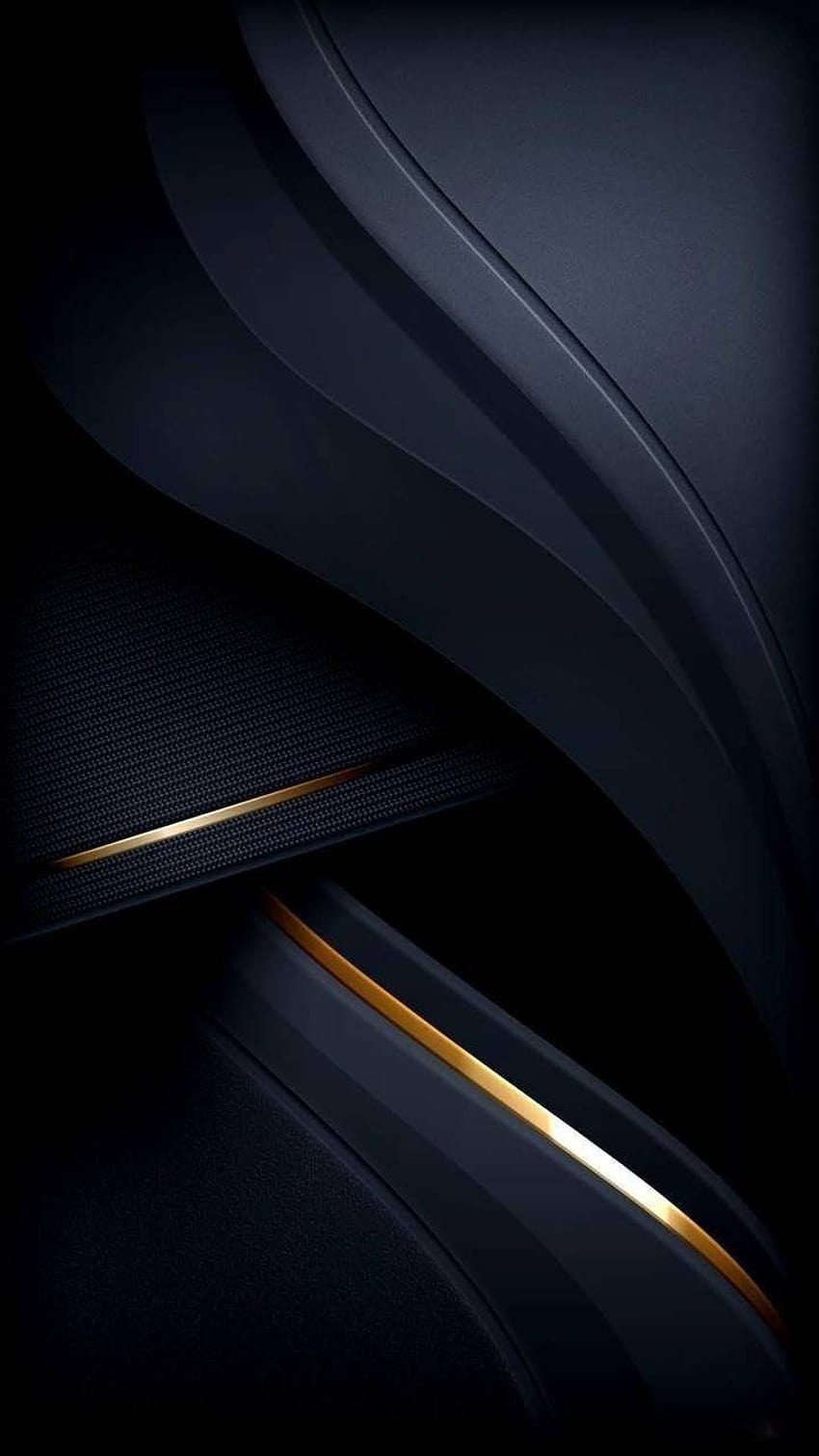 Android negro y dorado, geometría negra fondo de pantalla del teléfono