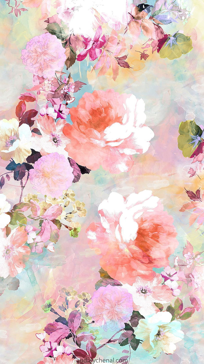 Fleurs pastel aquarelle Fond d'écran de téléphone HD
