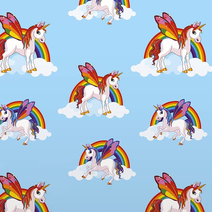 Rainbow Unicorn Girls Multicoloured Pony Bright Kids Feature Wall, rainbow unicorns HD phone wallpaper