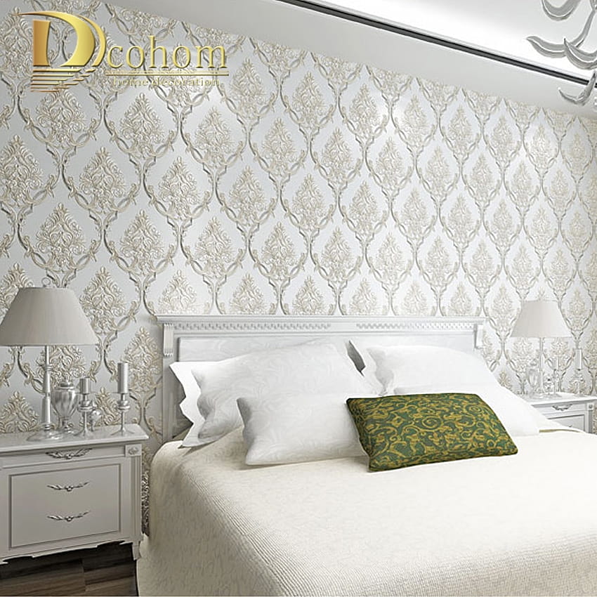 Lüks Glitter Altın Çiçek Şam Dokulu Sarı Vinil Büyük Şam Şerit Duvar Kağıdı Ev Için Canlı Odası Yatak Odası Rulo HD telefon duvar kağıdı