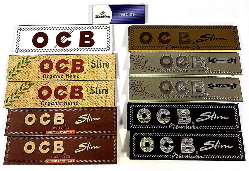 OCB Slim Black Papers + Filters Premium King Size Slim Skins Rolling  Smoking