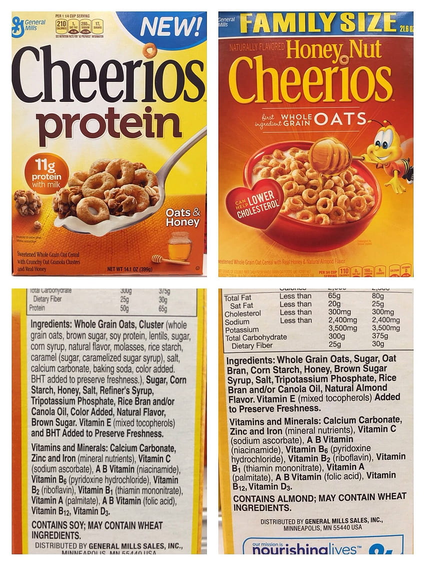 Foodlabelfriday: Cheerios 단백질 대. 허니 넛 치리오스 HD 전화 배경 화면