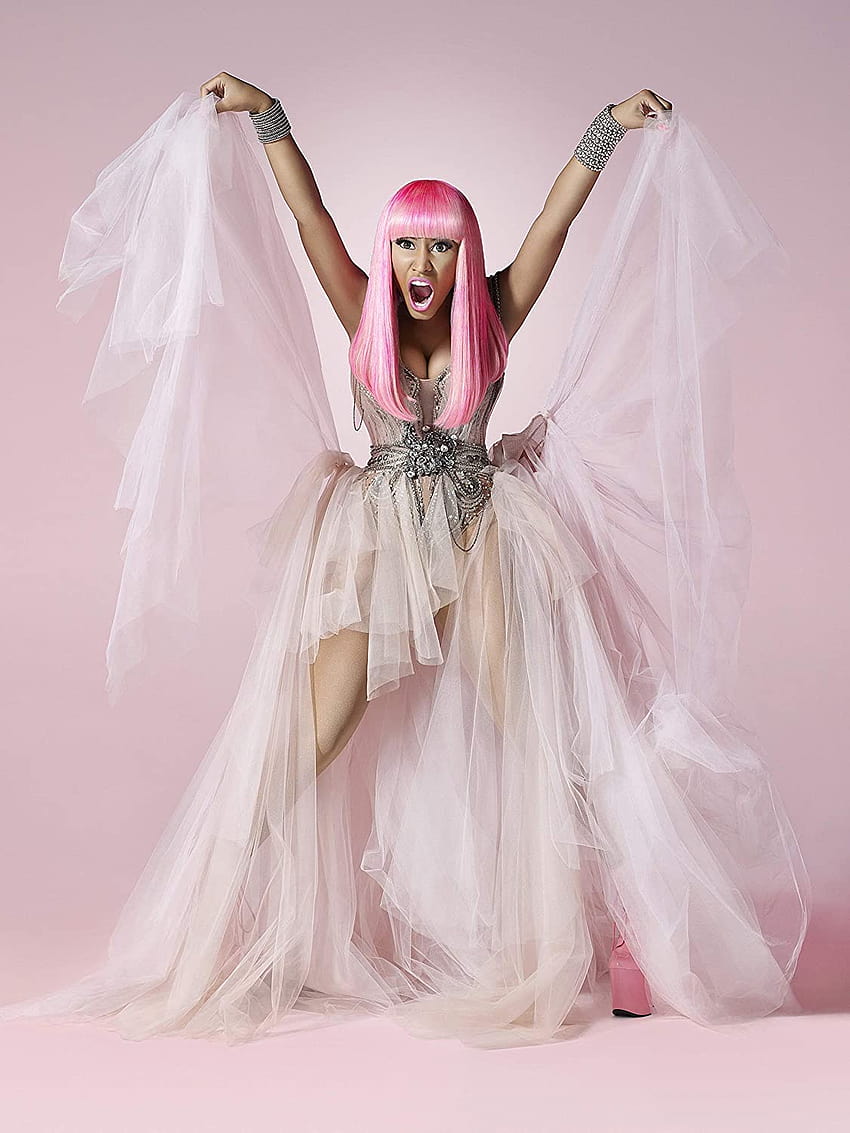 Nicki Minaj 아트 포스터, 핑크 헤어 싱어, American Rapper Art Work, Nicki Minaj Singer Print, 핑크 프라이데이 HD 전화 배경 화면