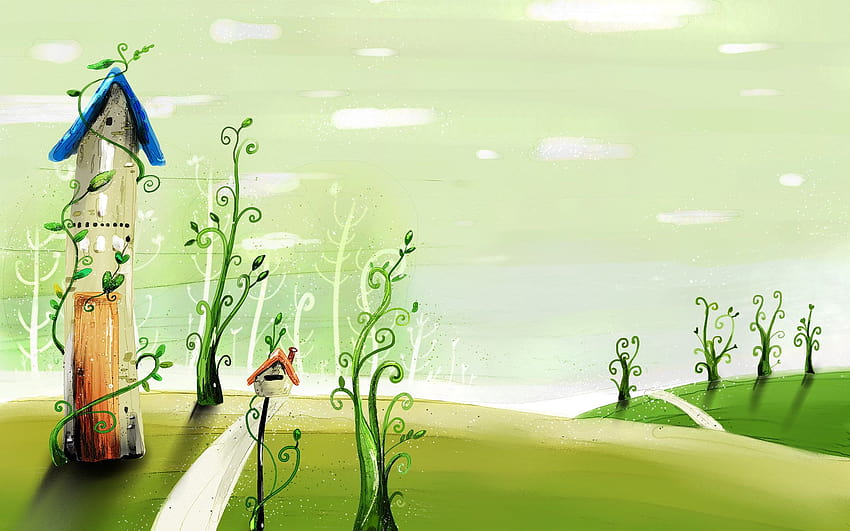 Cartoon Spring afari, vector spring HD wallpaper