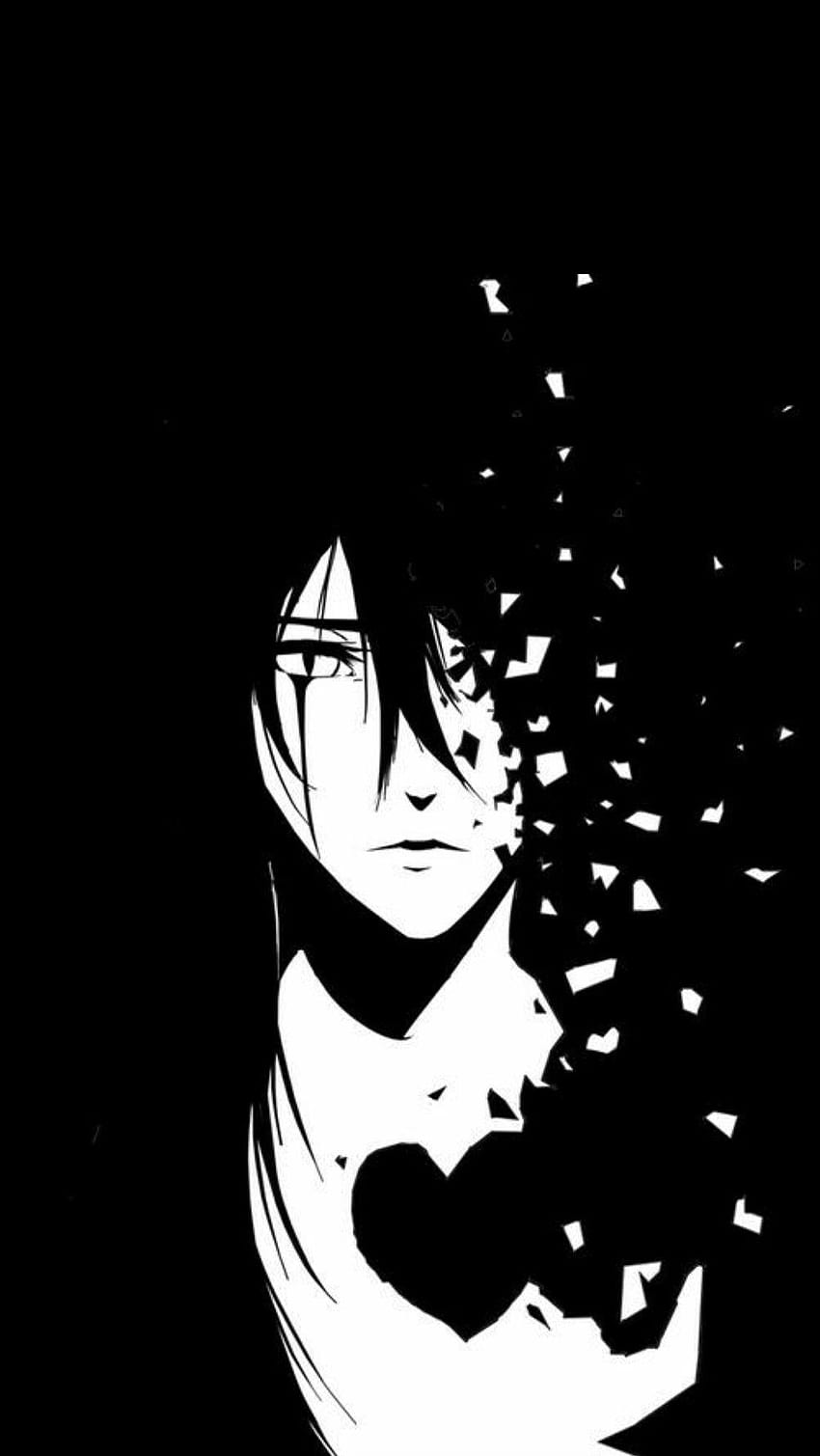 Black and White Anime Boy, dark anime boy aesthetic HD phone wallpaper