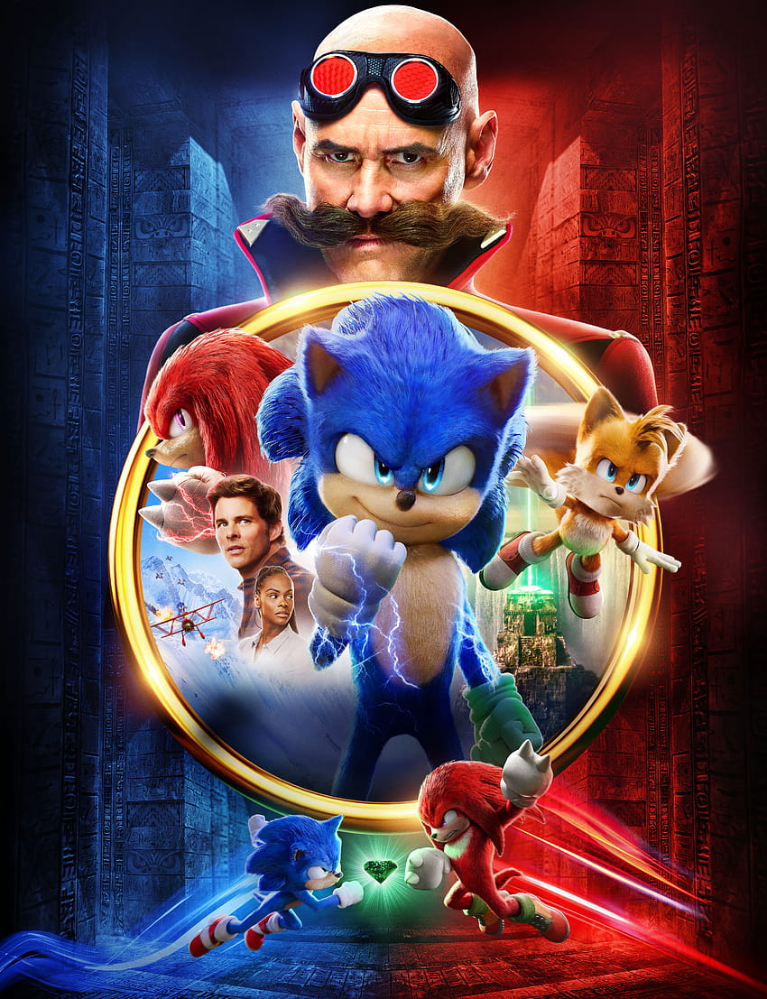 Sonic the Hedgehog 2 , 2022 Películas, Jim Carrey, James Marsden, Películas, Sonic Tails and Knuckles fondo de pantalla del teléfono