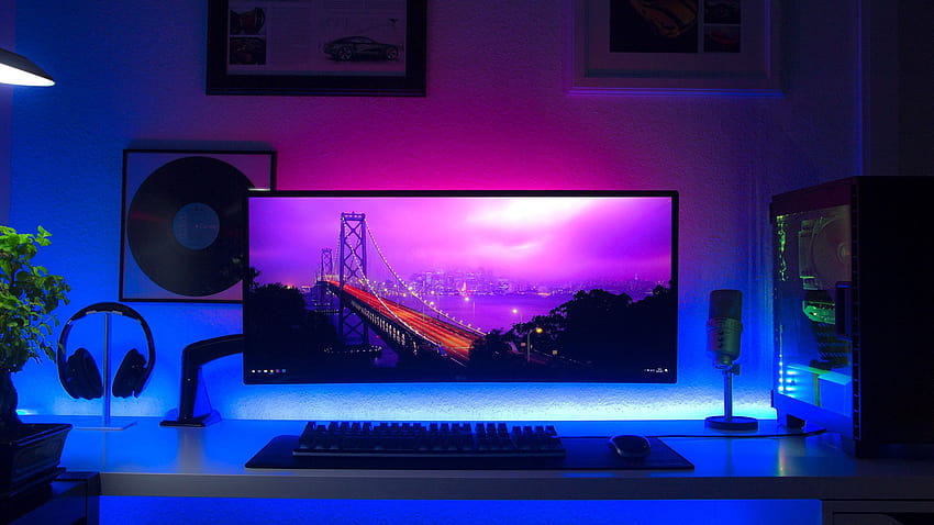 Colorful LED RGB Gaming Setup with MESHLEmeshle, gaming setups HD wallpaper