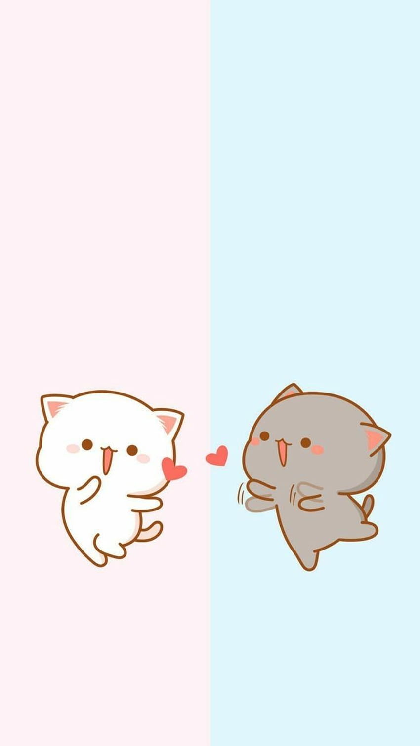 Backgrounds Kawaii Cute Cat Cartoon, cat couple HD phone wallpaper | Pxfuel