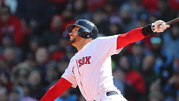 J.D. Martinez #28 of the Boston Red Sox poses for a portrait during a team  workout on March 1, 2018 at Fenway Sou…