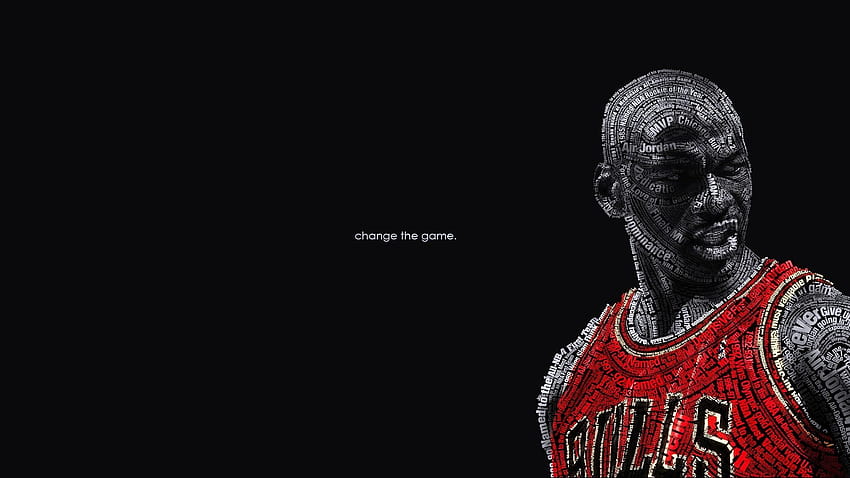 : changement de typographie de mur de texte nba basketball michael jordan chicago bulls arrière-plans noirs Art de basket-ball de sport, ordinateur rétro nba Fond d'écran HD