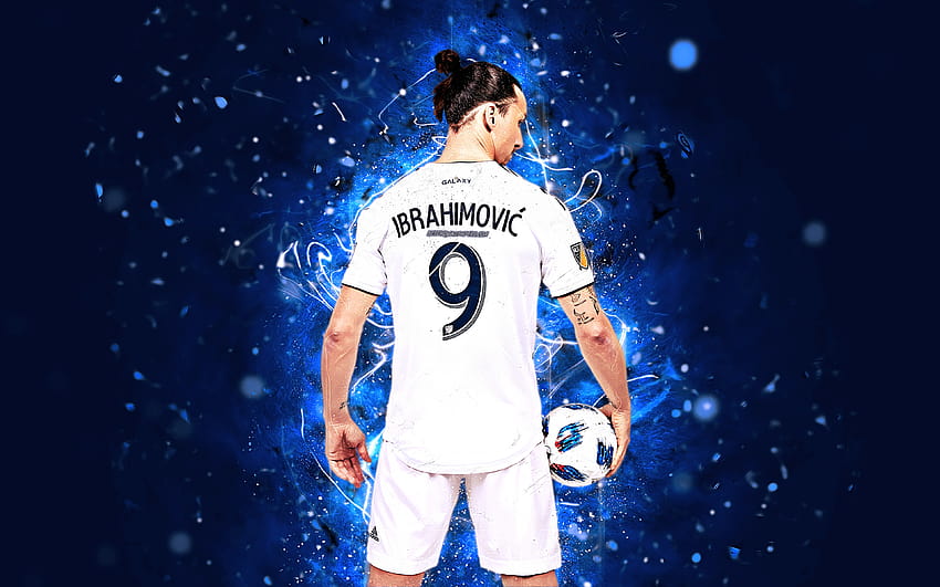Zlatan Ibrahimovic, vue arrière, art abstrait, Los Angeles Galaxy, stars du football, footballeur suédois, Ibrahimovic, football, MLS, LA Galaxy, footballeurs, néons, Los Angeles Galaxy FC, créatif avec Fond d'écran HD