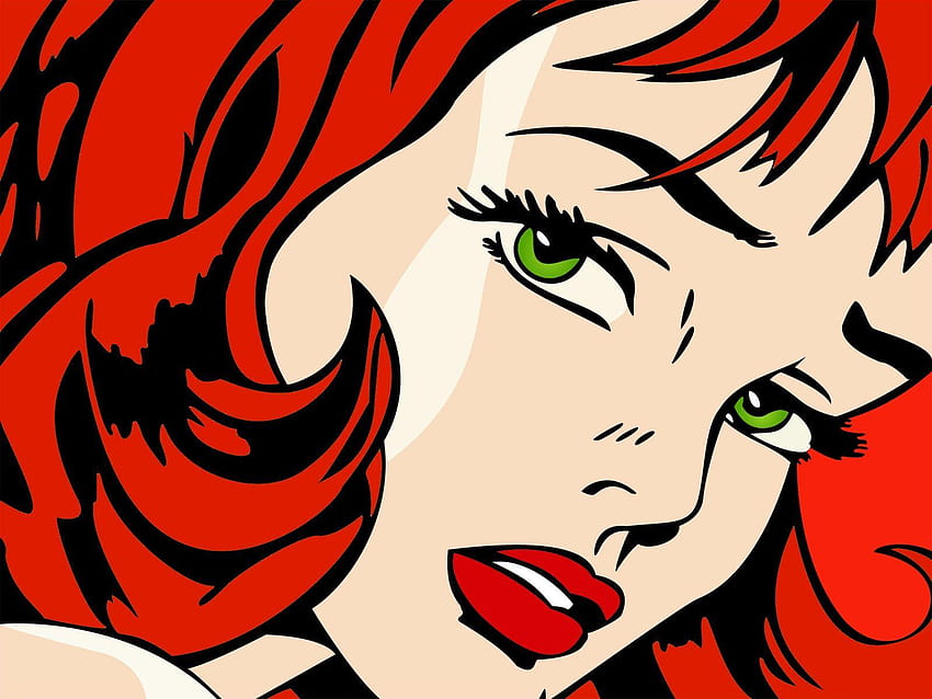 kobiety rude zielone oczy grafika pop art twarze roy lichtenstein Tapeta HD