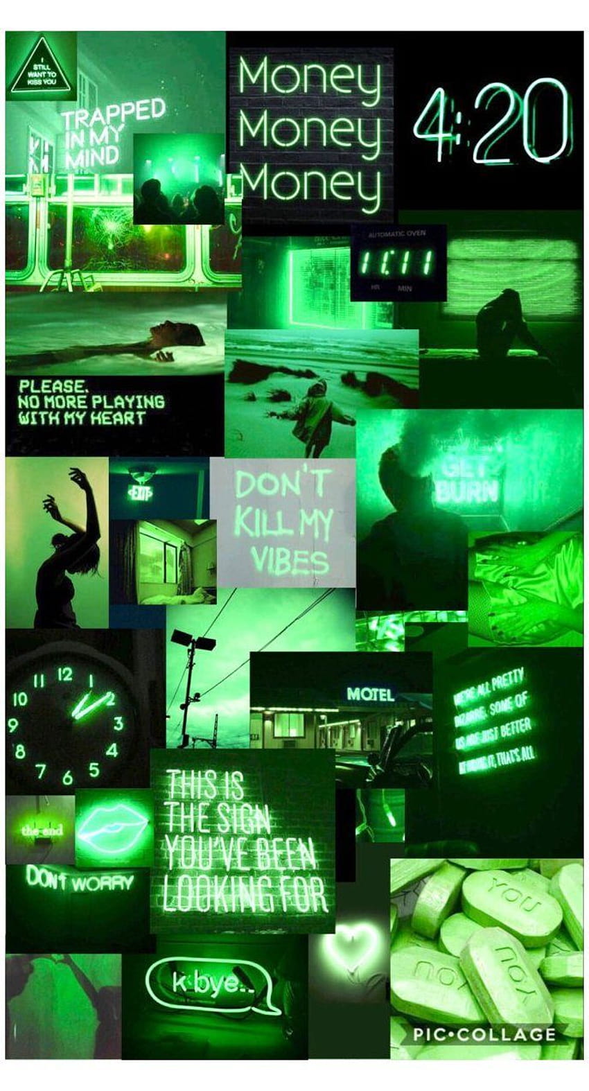 a light green aesthetic collage for a phone ba… in 2020, aesthetic anime green collage HD phone wallpaper