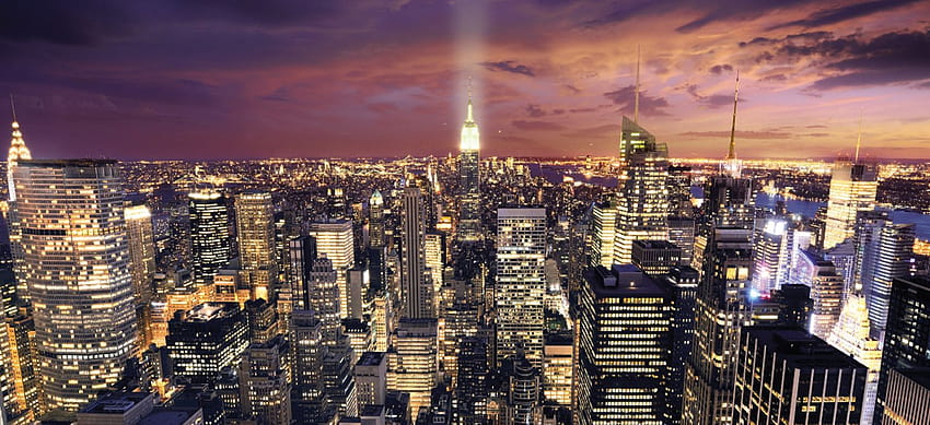 New York skyline in the office HD wallpaper