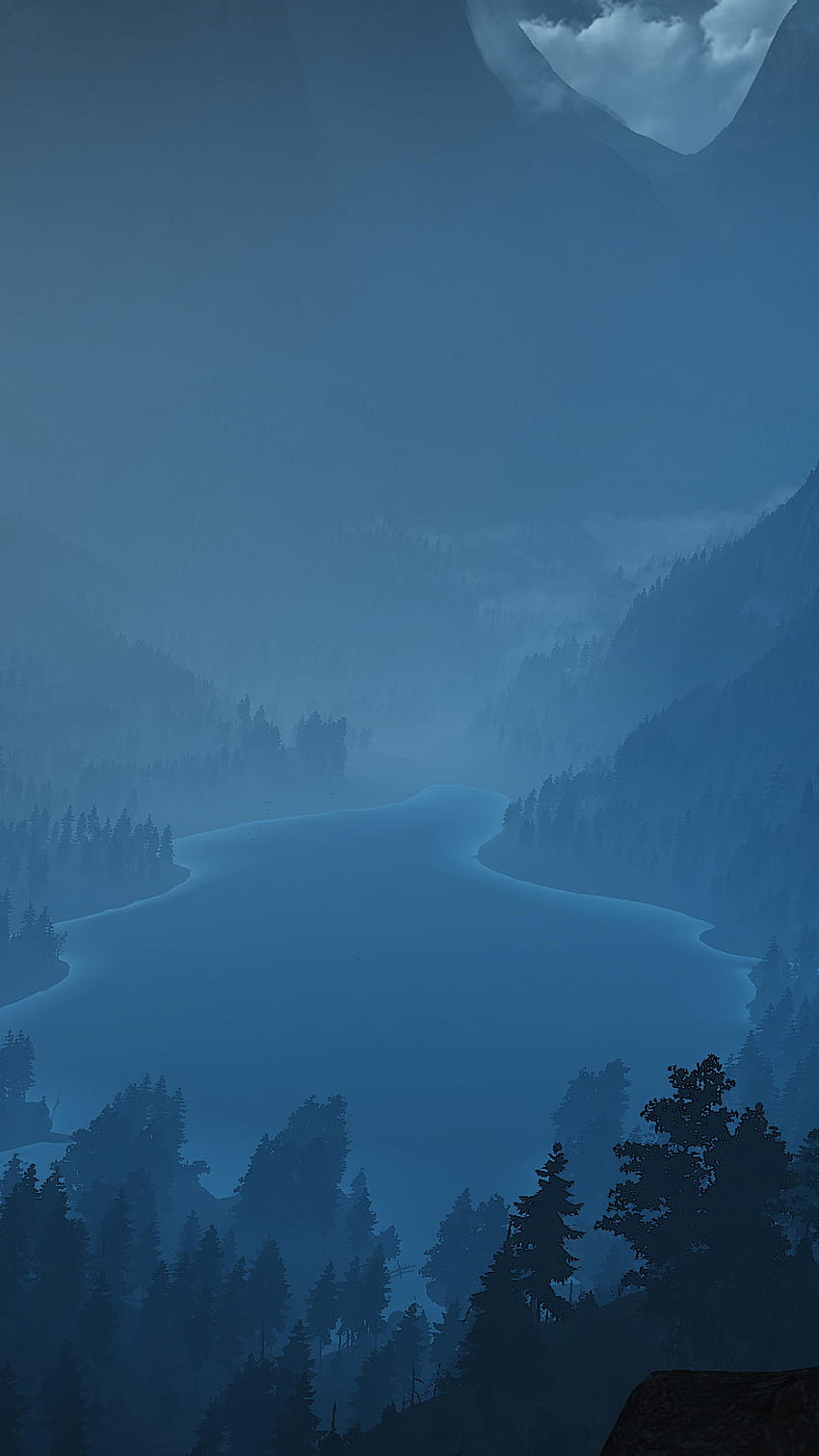 2160x3840 Foggy Lake Minimalism Landscape Sony Xperia X,XZ,Z5 HD phone wallpaper