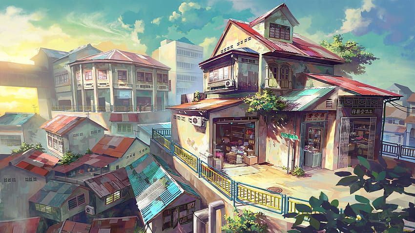 4 Japanese Anime Street, anime estético japonés fondo de pantalla