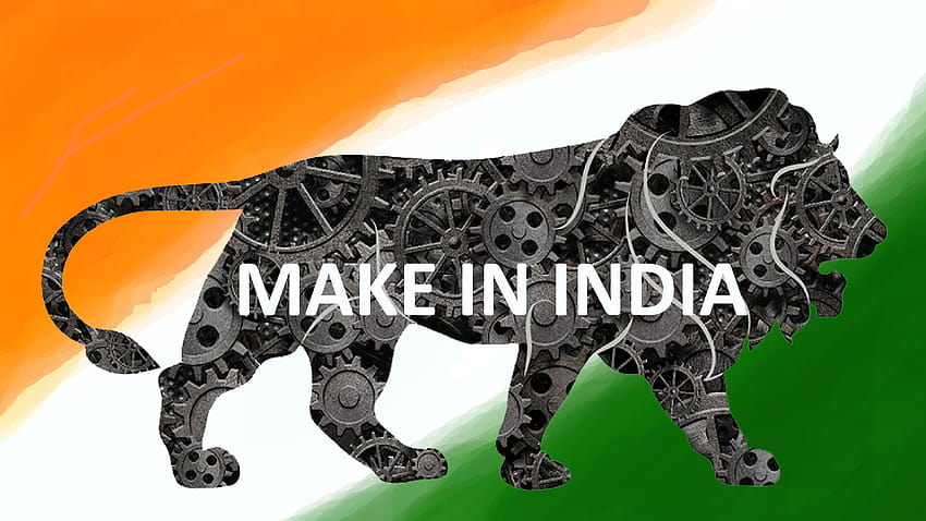 Hacer en India Logotipo Bandera Marca Símbolo de león Mecánico, logotipo indio fondo de pantalla