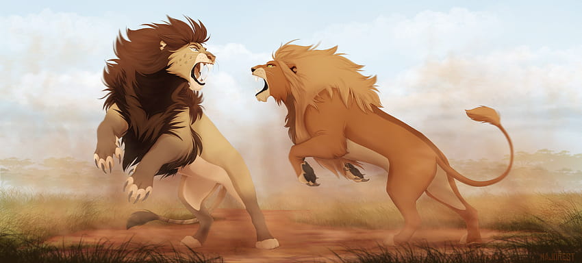 Lions Fight Artwork , Artist, Backgrounds, and, lion fight HD wallpaper